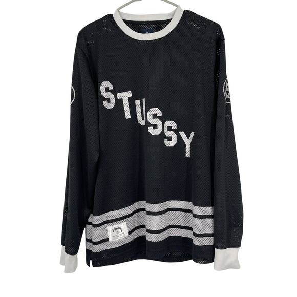 Stussy Vintage Hockey Jersey Mesh Long Sleeve Shirt Men's Size Large Rare - Picture 1 of 9